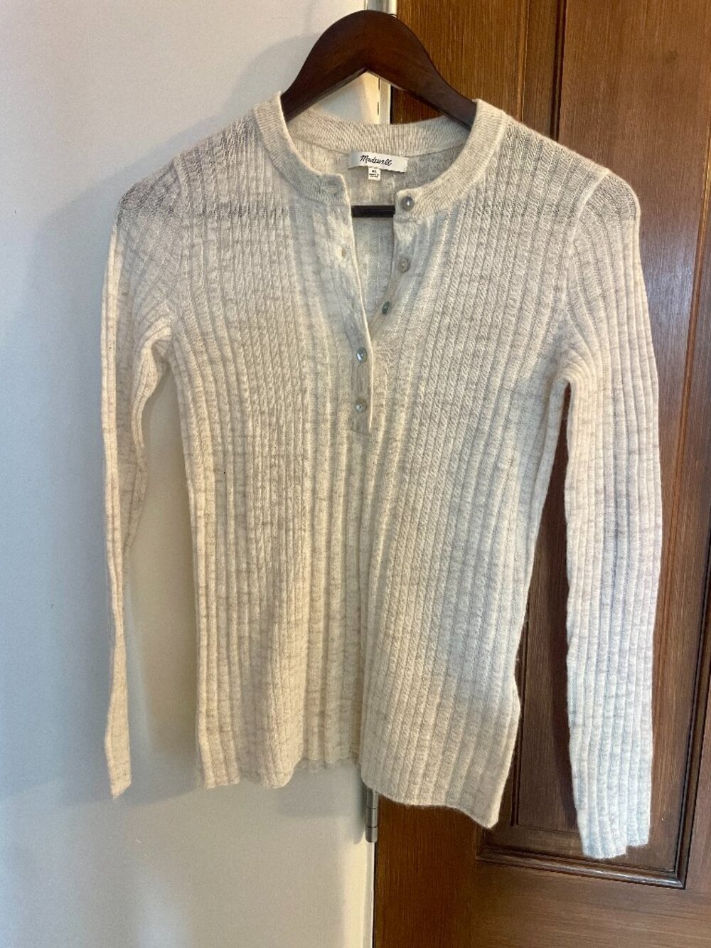 Madewell XS Cream Ribbed Henley Sweater